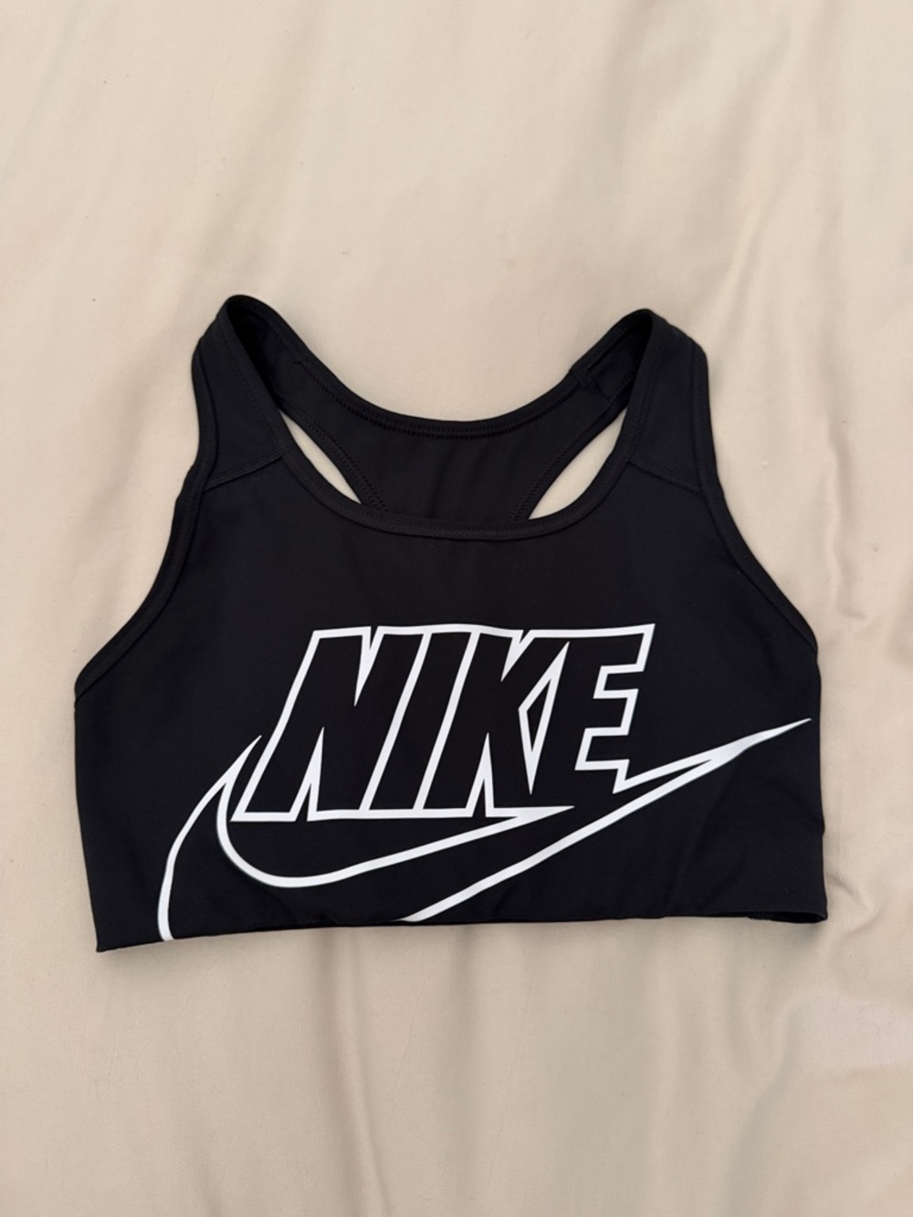 Nike Black and White Logo Racerback Sports Bra